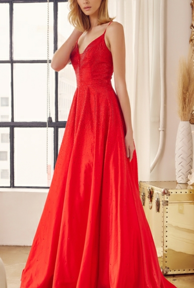 V neck and stone formal evening maxi ball gown - Picture 5 of 8